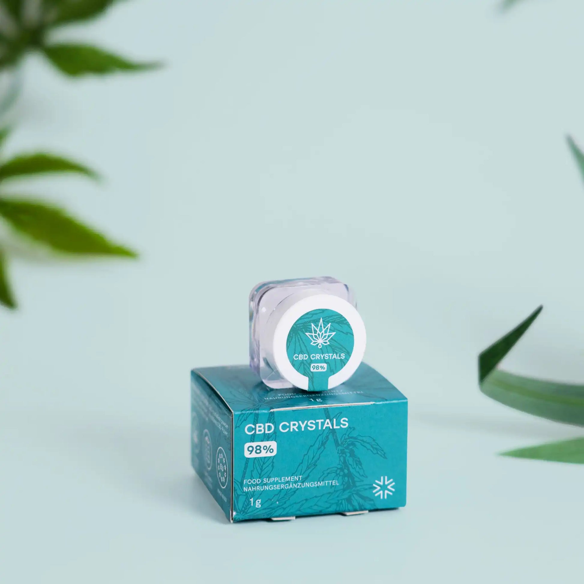 De CBD-kristallen staan op de verpakking.