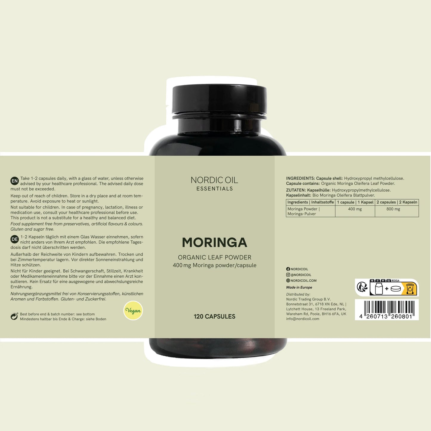Moringa powder capsules